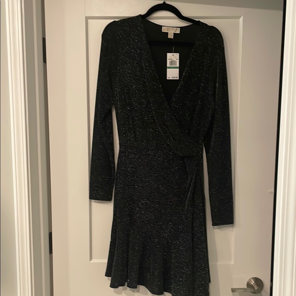 Michael Kors Sparkle Ruched Little Black Dress
